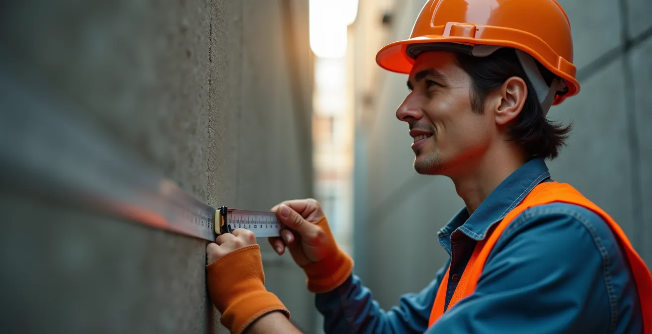 Technicien analysant les contraintes d'accès d'un chantier urbain étroit